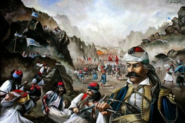 Ο Κολοκοτρώνης 25/3/21 Σκίτσο του Κολοκοτρώνη στη μάχη των Δερβενακίων